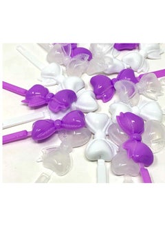 TARA Tara Girls Self Hinge Bow Hair Barrettes - Purple & White - 18 Pcs.  - Image 4