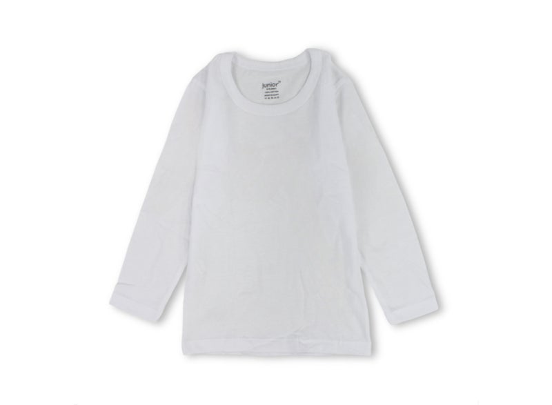 Junior Boys Cotton Long-Sleeved Undershirt – White - Image 1