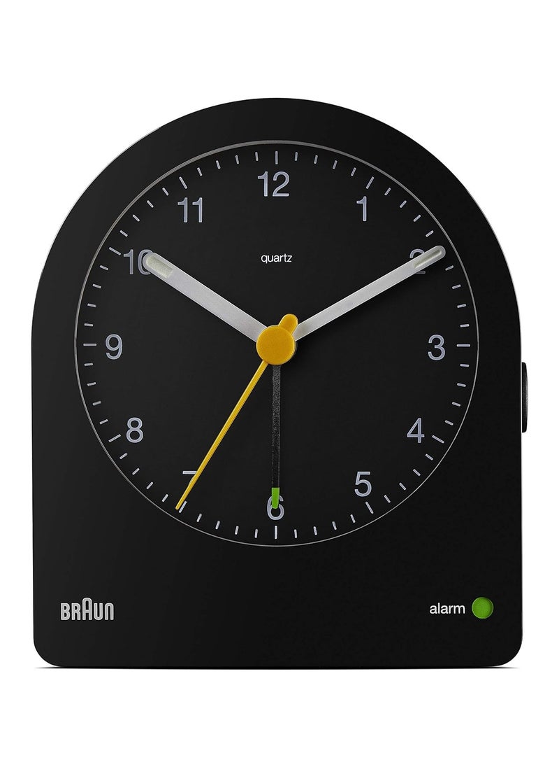 BRAUN - Braun Classic Analogue Alarm Clock with Snooze and Continuous Backlight, Quiet Quartz Movement, Crescendo Beep Alarm in Black, model BC22B - Image 1