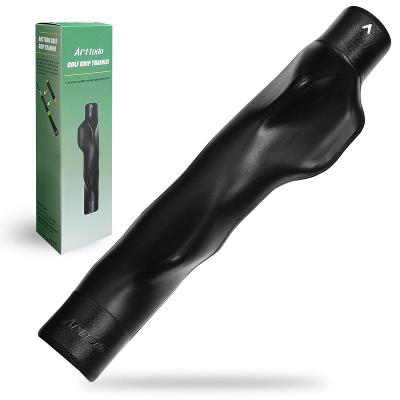 Arttodo Left-Handed Golf Club Grip Trainer, Golf Club Training Aid for Improved Hand Positioning on Golf Club, Help Beginners Learn Correct Grip Posture, Black - Image 1