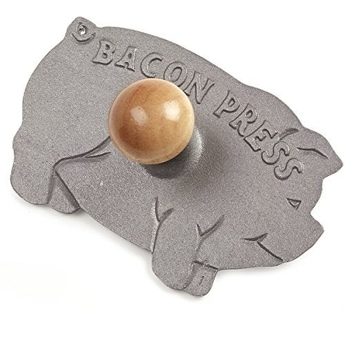 Norpro Cast Iron Pig Shaped Bacon Press with Wood Handle - Image 1