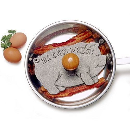 Norpro Cast Iron Pig Shaped Bacon Press with Wood Handle - Image 2