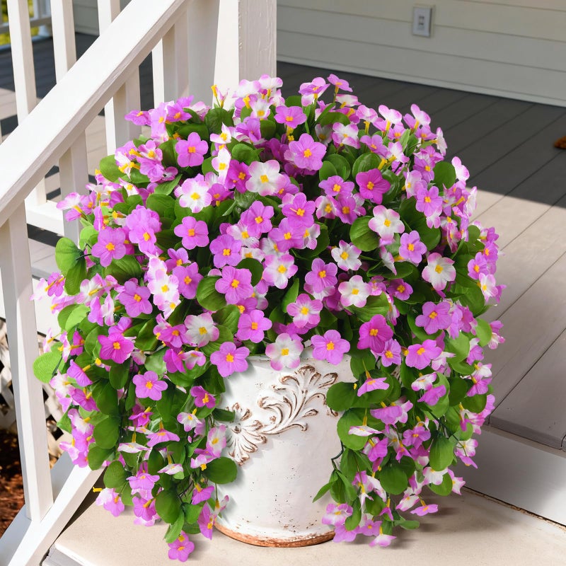 ZFProcess Artificial Fake Hanging Flowers for Outdoors, 2 Pcs Artificial Hanging Plants Outdoors Spring Summer Decor, UV Resistant Faux Violet Silk Flowers for Planters Front Door Yard Garden(Purple) - Image 1
