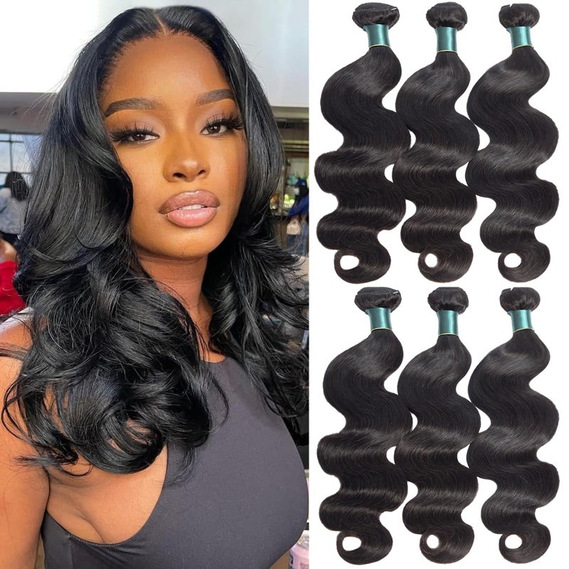 Superfect Human Hair Bundles 16 18 20 Inch Body Wave Bundles Human Hair 12A 100 Unprocessed Brazilian Virgin Hair Weave 3 Bundles Natural Black Color 16 18 20 Body Wave 3 Bundles