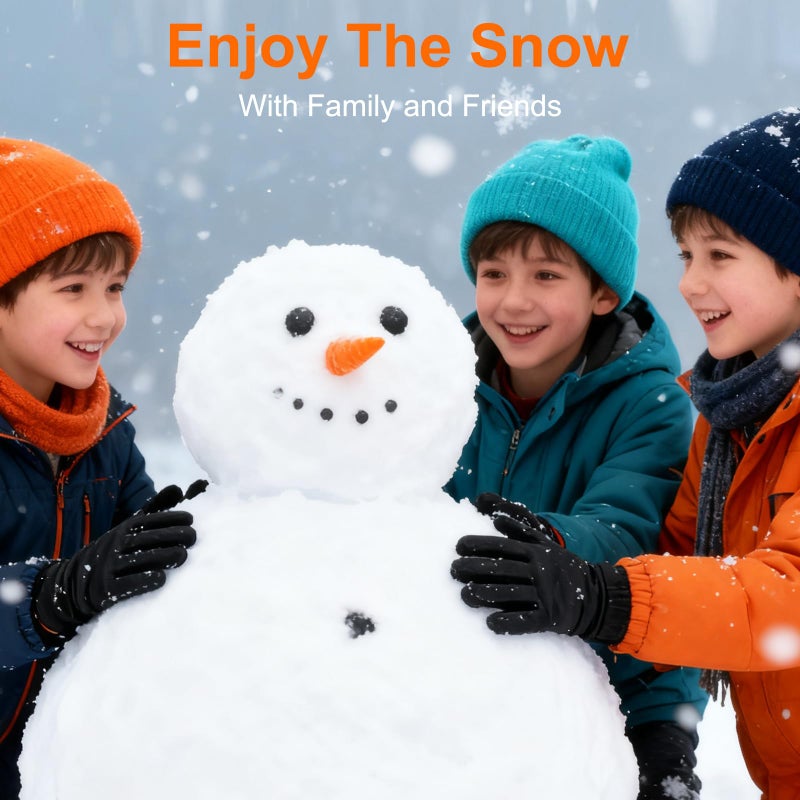 INPAKO Kids Snow Gloves, Warm Waterproof Ski Gloves Fit Both Boys & Girls, Sking Glove for Child Kid Winter Cold Weather White S - Image 2
