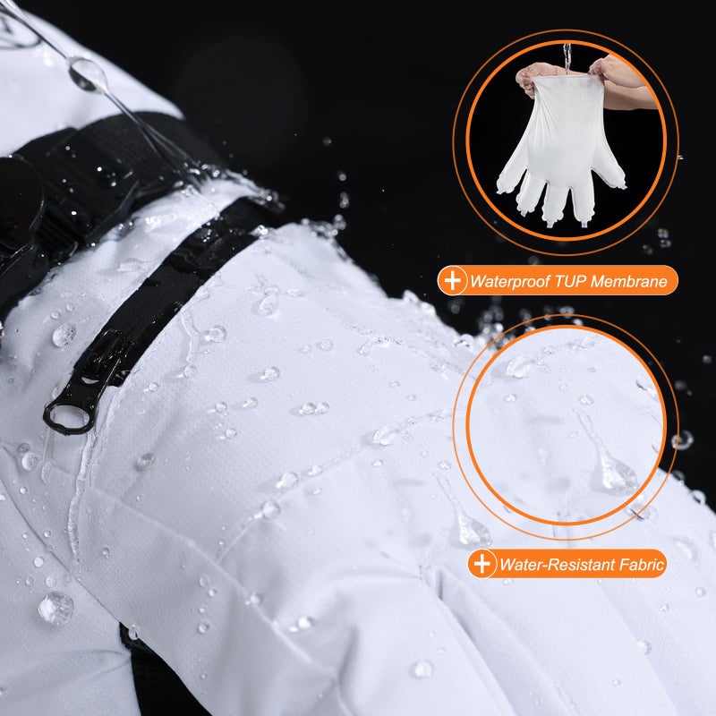 INPAKO Kids Snow Gloves, Warm Waterproof Ski Gloves Fit Both Boys & Girls, Sking Glove for Child Kid Winter Cold Weather White S - Image 4