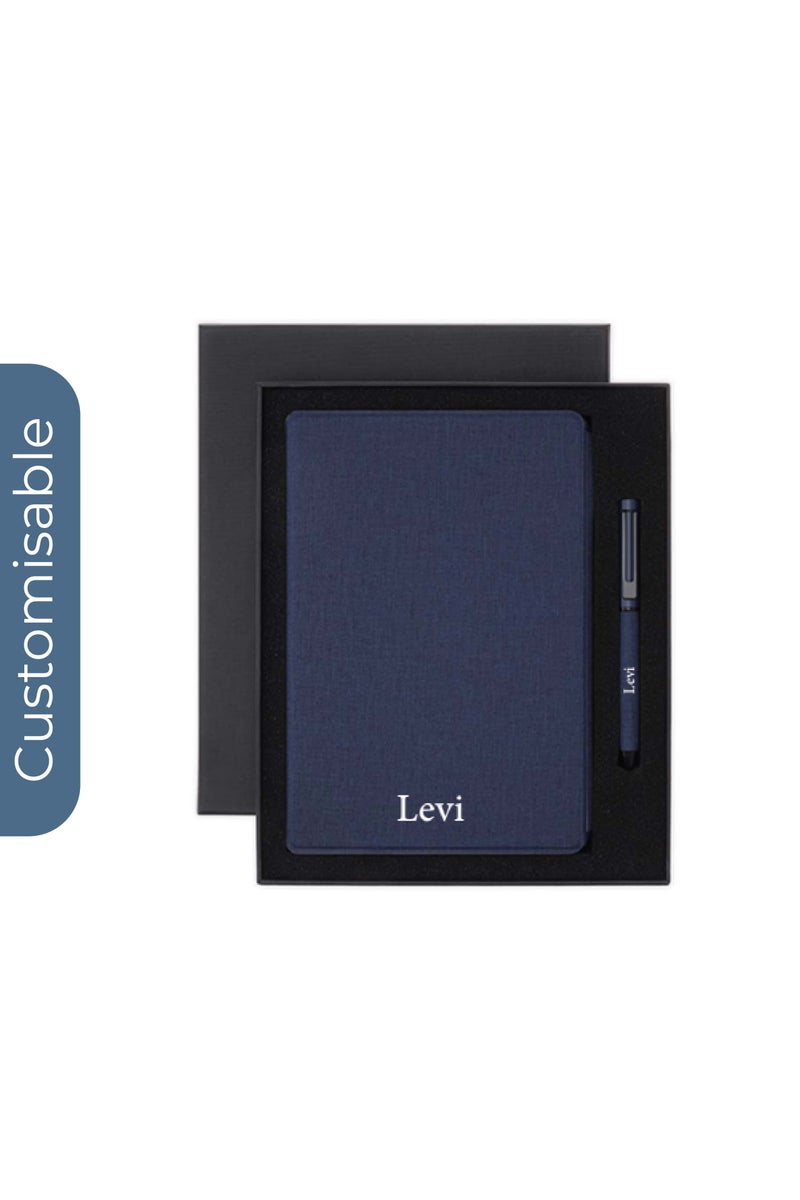 SANTHOME Personalised Sustainable Gift Set with Refillable Notebook & Pen - Navy - Image 1