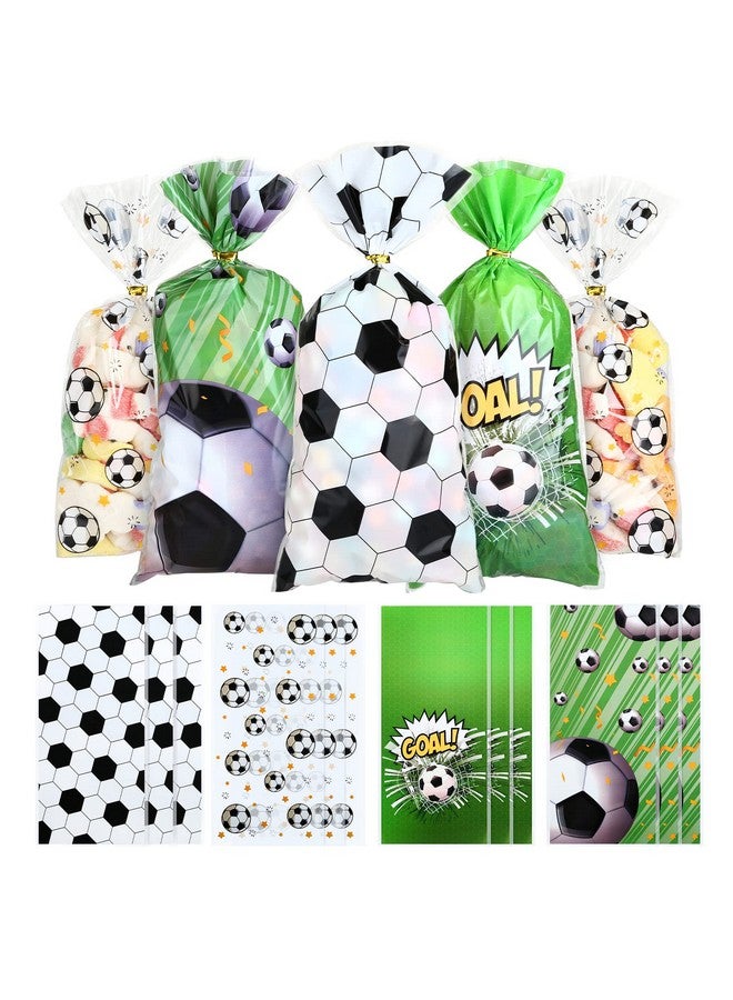 Kesote Soccer Cellophane Treat Bags 100 Pieces Soccer Gift Goodie Candy Bags With Ties For Soccer Birthday Party Favors Supplies - Image 1