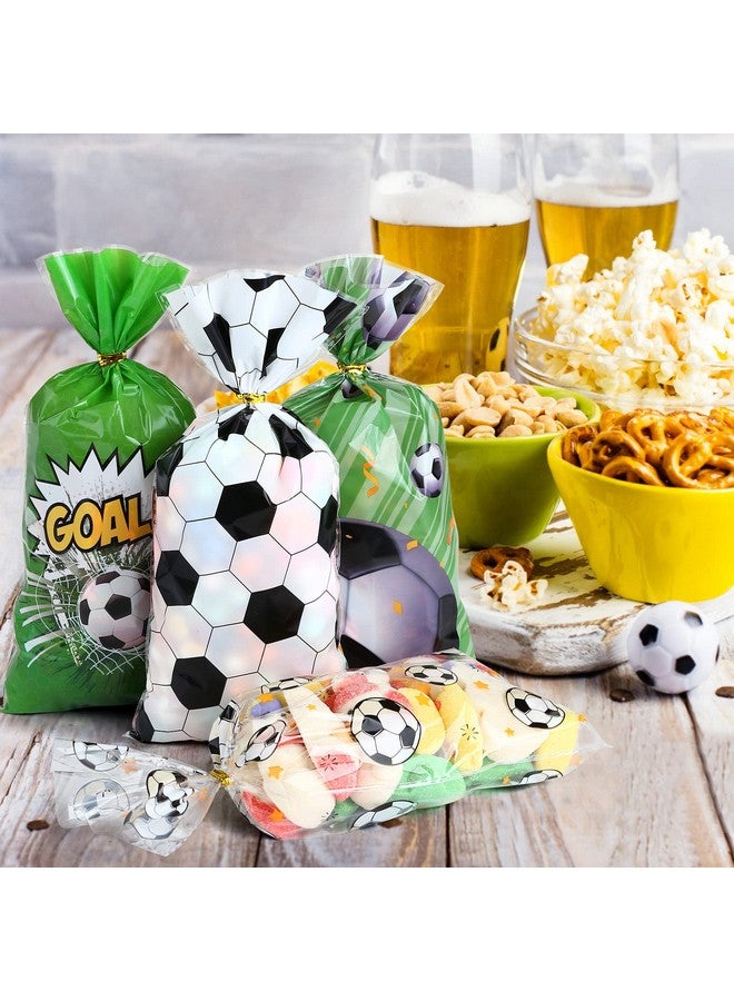 Kesote Soccer Cellophane Treat Bags 100 Pieces Soccer Gift Goodie Candy Bags With Ties For Soccer Birthday Party Favors Supplies - Image 2