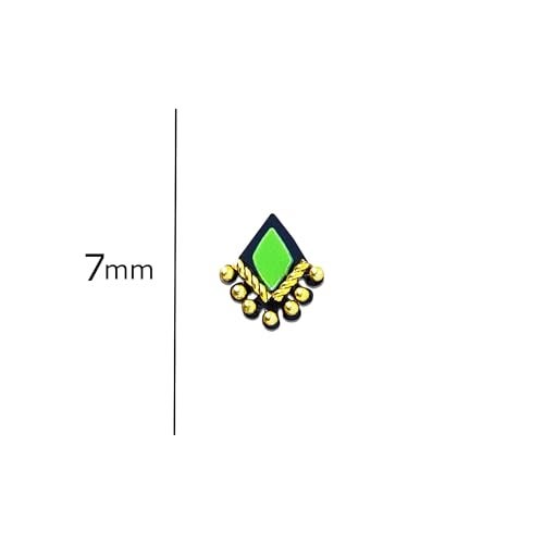Comet Busters Diamond Shaped Beautiful Multicolor Bindi With Gold Beads (BIN812)(7mm) - Image 3