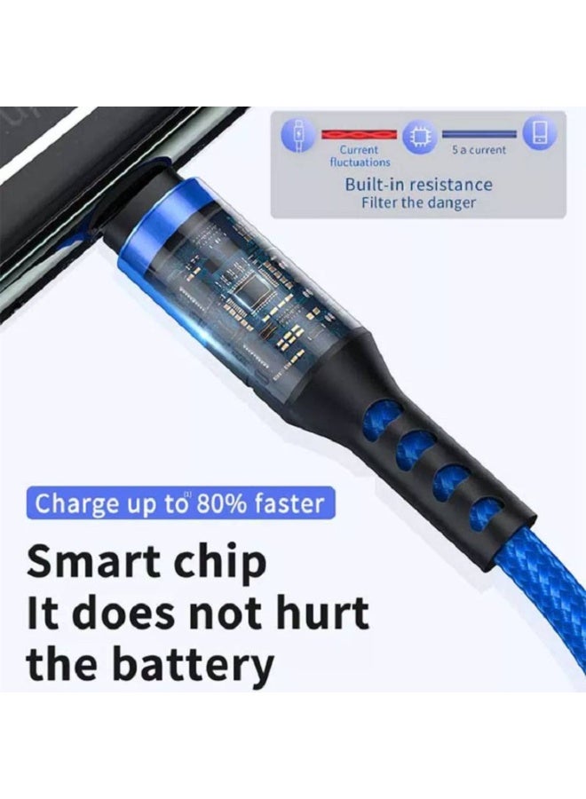 MaxGuard 3-in-1 USB Charging Cable 1m | USB-A to Type-C & Micro USB | Fast Charging & Data Sync | Nylon Braided Durable Cable | Multi Device Compatibility | Black - Image 4