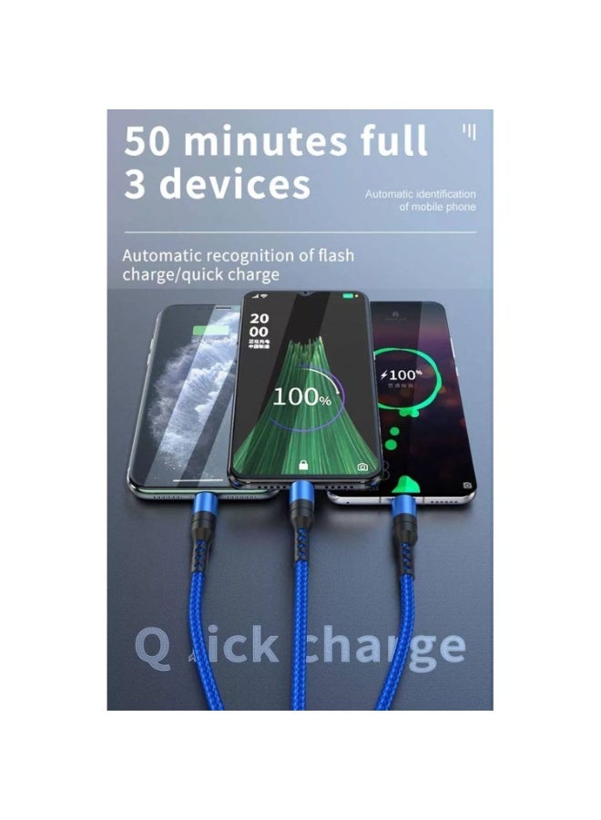 MaxGuard 3-in-1 USB Charging Cable 1m | USB-A to Type-C & Micro USB | Fast Charging & Data Sync | Nylon Braided Durable Cable | Multi Device Compatibility | Black - Image 3