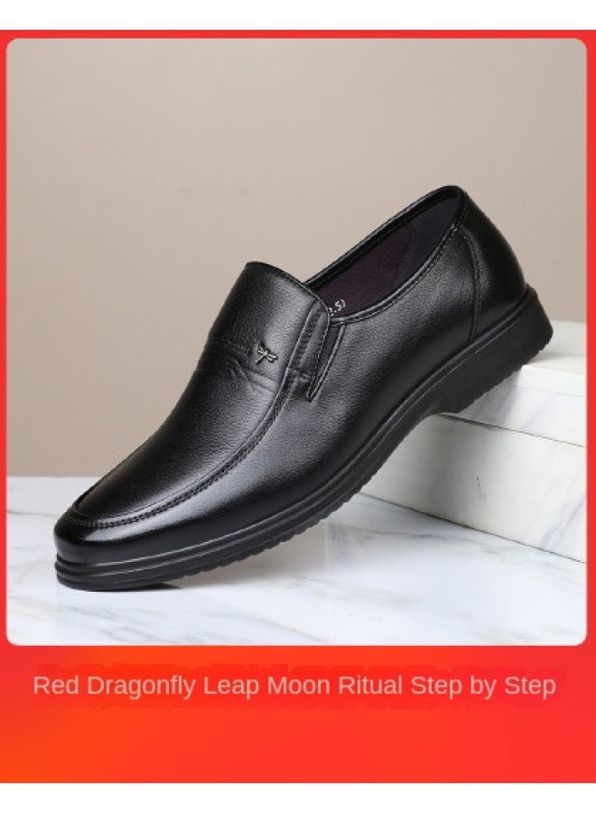 RED DRAGONFLY 【leap Month Shoes】أحذية رجالية خريف شتاء أحذية جلدية رجالية جلد طبيعي أعمال رسمية انزلاق أحذية جلد العجل رجال Dad العلامة التجارية - Image 1