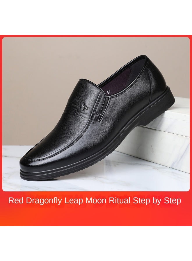 RED DRAGONFLY 【leap Month Shoes】أحذية رجالية خريف شتاء أحذية جلدية رجالية جلد طبيعي أعمال رسمية انزلاق أحذية جلد العجل رجال Dad العلامة التجارية - Image 2
