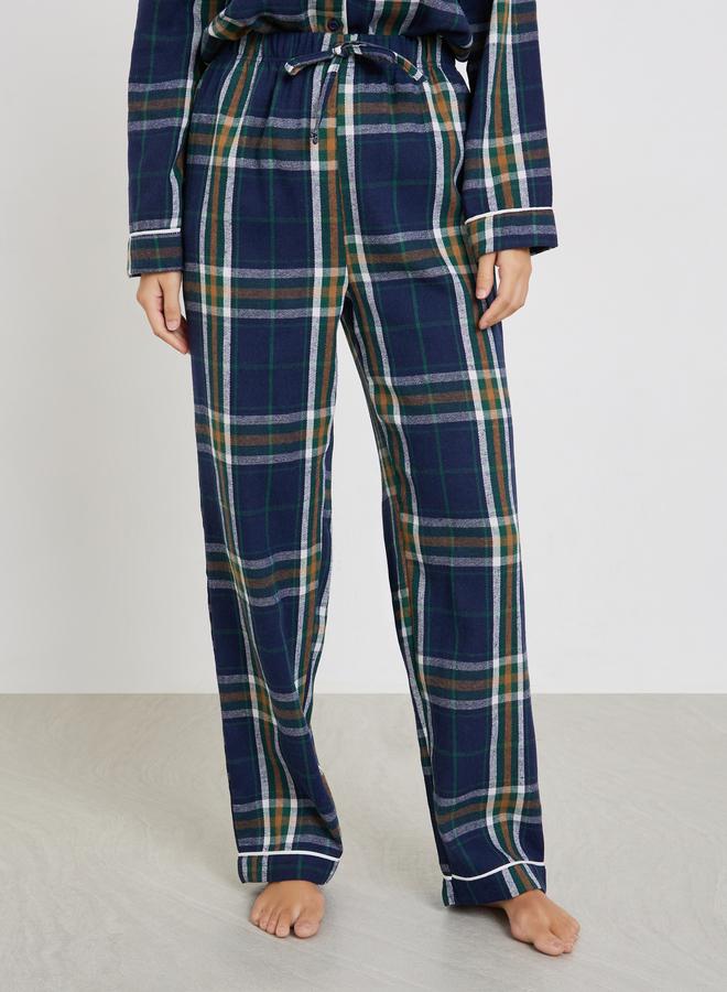 Styli Family Pyjamas - Women Checked Piped Buttoned Shirt and Pyjama Set - Image 4