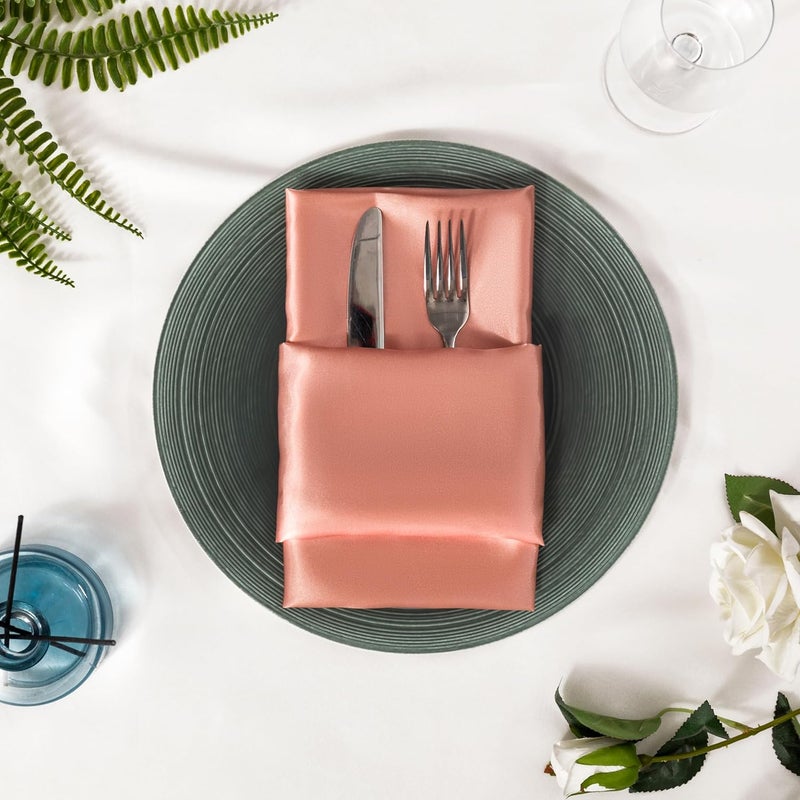 Counfeisly 36 Pack Square Satin Dinner Napkins 16x16 Inches Silky Soft Smooth Table Cloth Napkins for Restaurant Weddings Banquet Party Decoration Rose Pink - Image 4