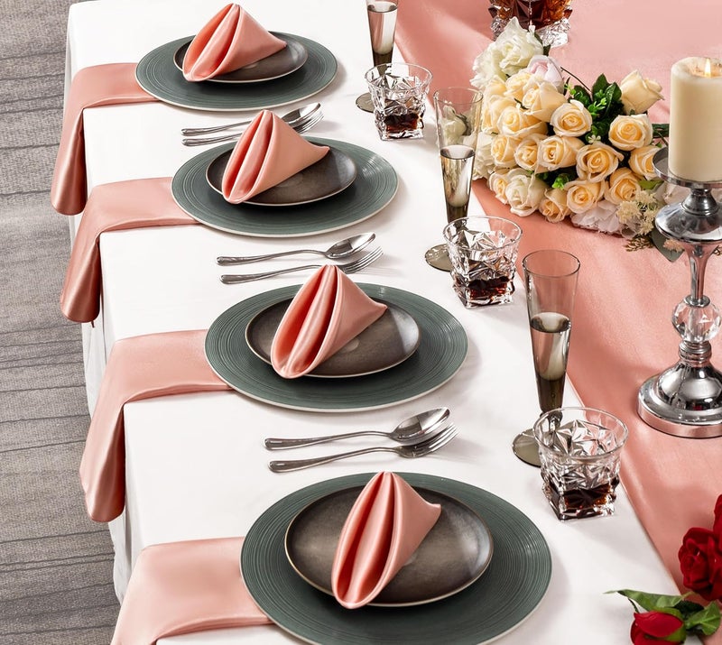 Counfeisly 36 Pack Square Satin Dinner Napkins 16x16 Inches Silky Soft Smooth Table Cloth Napkins for Restaurant Weddings Banquet Party Decoration Rose Pink - Image 2