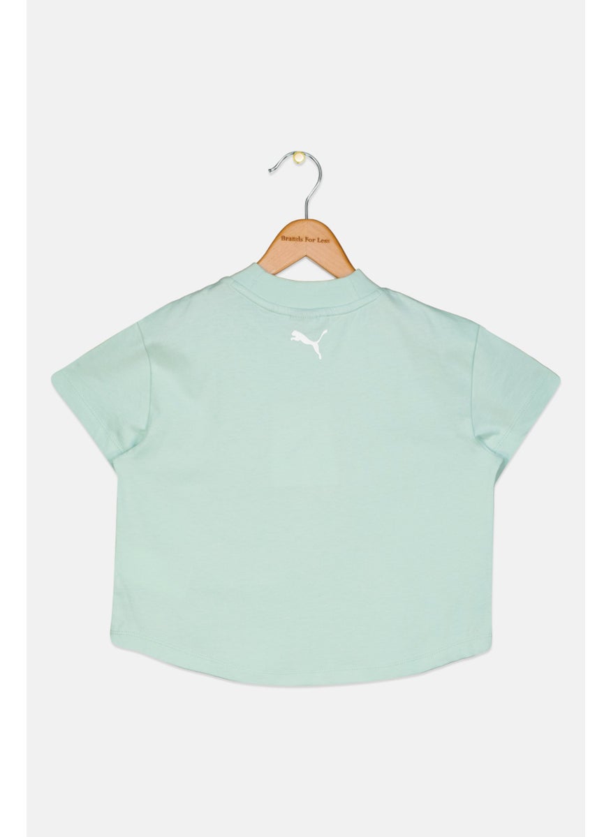 PUMA - Kids Girl Brand Logo Short Sleeve T-Shirt,  LIght Green - Image 1