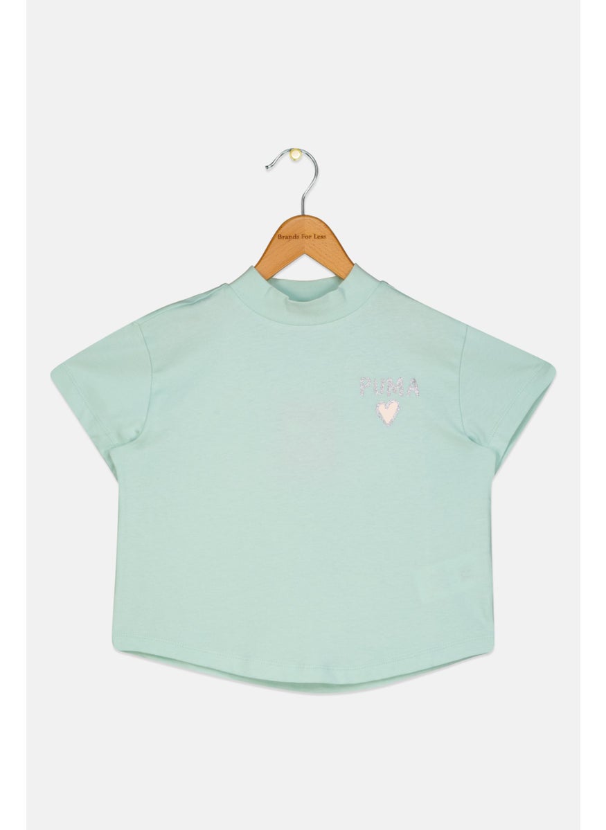 PUMA - Kids Girl Brand Logo Short Sleeve T-Shirt,  LIght Green - Image 1
