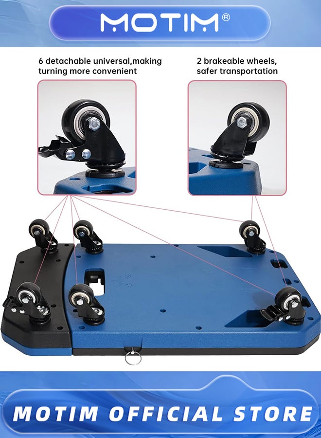 Motim Folding Hand Truck Max 180lbs Heavy Duty Luggage Cart with Extendable Base & 6 Rotate Wheels Hand Truck Dolly for Luggage & Travel & Moving & Shopping & Office Use - Image 2
