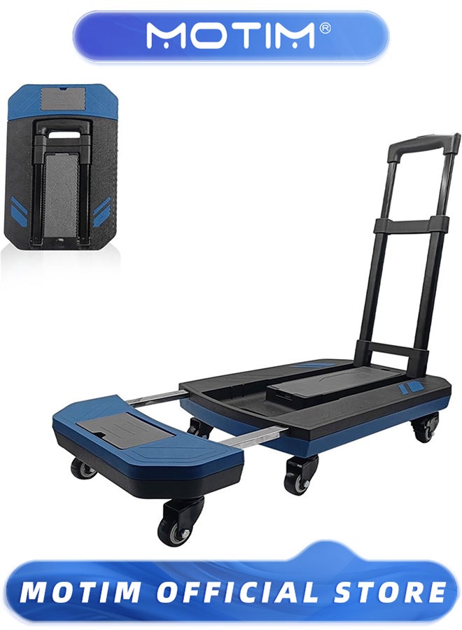 Motim Folding Hand Truck Max 180lbs Heavy Duty Luggage Cart with Extendable Base & 6 Rotate Wheels Hand Truck Dolly for Luggage & Travel & Moving & Shopping & Office Use - Image 1