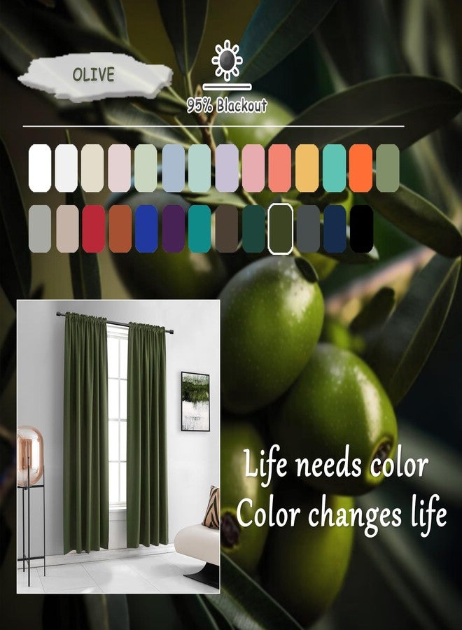 DONREN Olive Green Blackout Curtains 48 Inch Length 2 Panels Set - Rod Pocket Room Darkening Thermal Insulated Curtains & Drapes for Boys Bedroom/Cabin/Loft,W52 x L48 Inches Long - Image 4