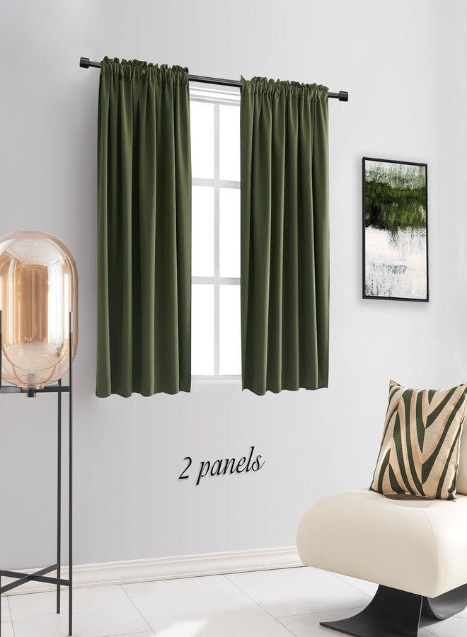 DONREN Olive Green Blackout Curtains 48 Inch Length 2 Panels Set - Rod Pocket Room Darkening Thermal Insulated Curtains & Drapes for Boys Bedroom/Cabin/Loft,W52 x L48 Inches Long - Image 5