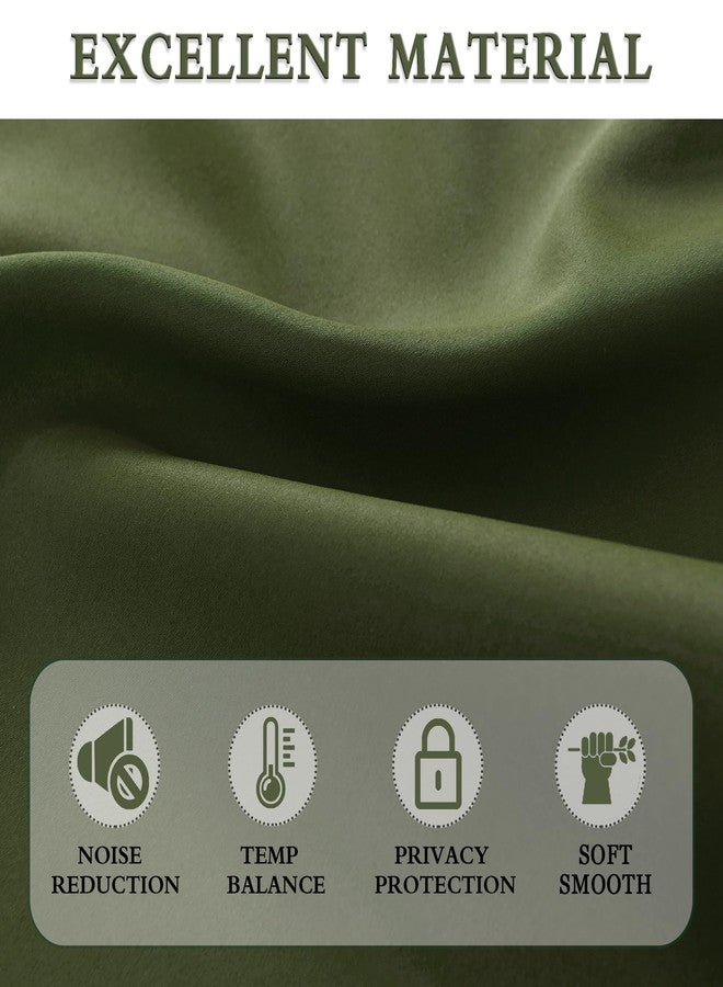 DONREN Olive Green Blackout Curtains 48 Inch Length 2 Panels Set - Rod Pocket Room Darkening Thermal Insulated Curtains & Drapes for Boys Bedroom/Cabin/Loft,W52 x L48 Inches Long - Image 3