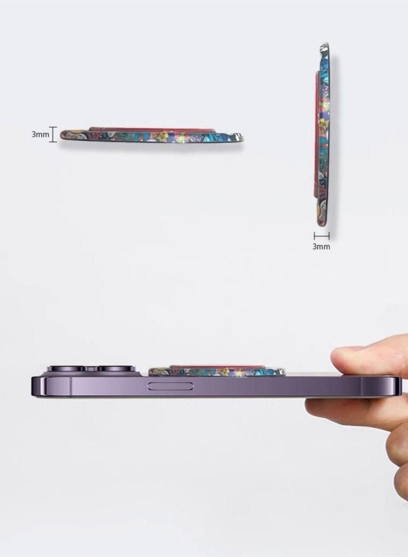 Color Fans حامل بمقبض هاتف متوافق مع MagSafe، حامل بمقبض هاتف MagSafe مع حزام إصبع من السيليكون، متوافق مع الشحن اللاسلكي أسود/أصفر - Image 2