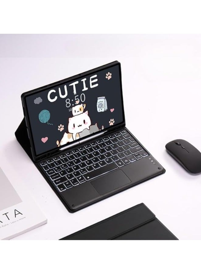 Backlit Touched Keyboard Compatible with Honor Pad 9 12.1 Inch Keyboard Case with Pen Holder, Detachable Wireless Bluetooth Touch Keyboard and Mouse