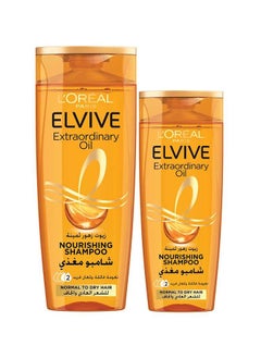 L'OREAL PARIS Elvive Extraordinary Oil Nourishing Shampoo, Pack of 2, 600+400ml  - Image 1