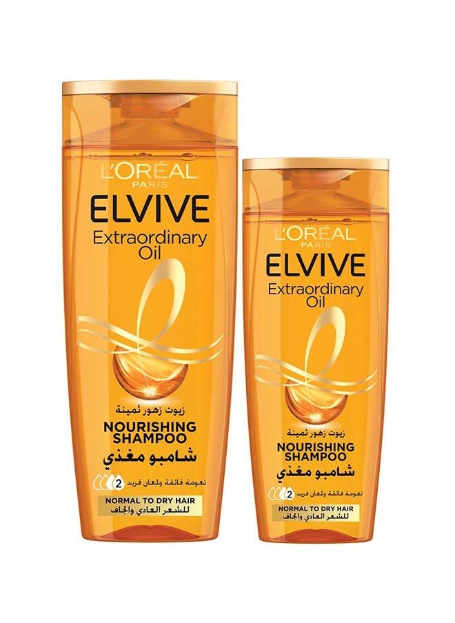 L'OREAL PARIS Elvive Extraordinary Oil Nourishing Shampoo, Pack of 2, 600+400ml  - Image 1