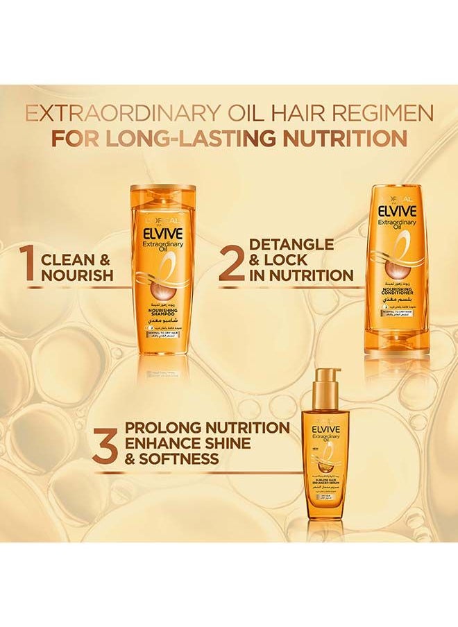 L'OREAL PARIS Elvive Extraordinary Oil Nourishing Shampoo, Pack of 2, 600+400ml  - Image 2