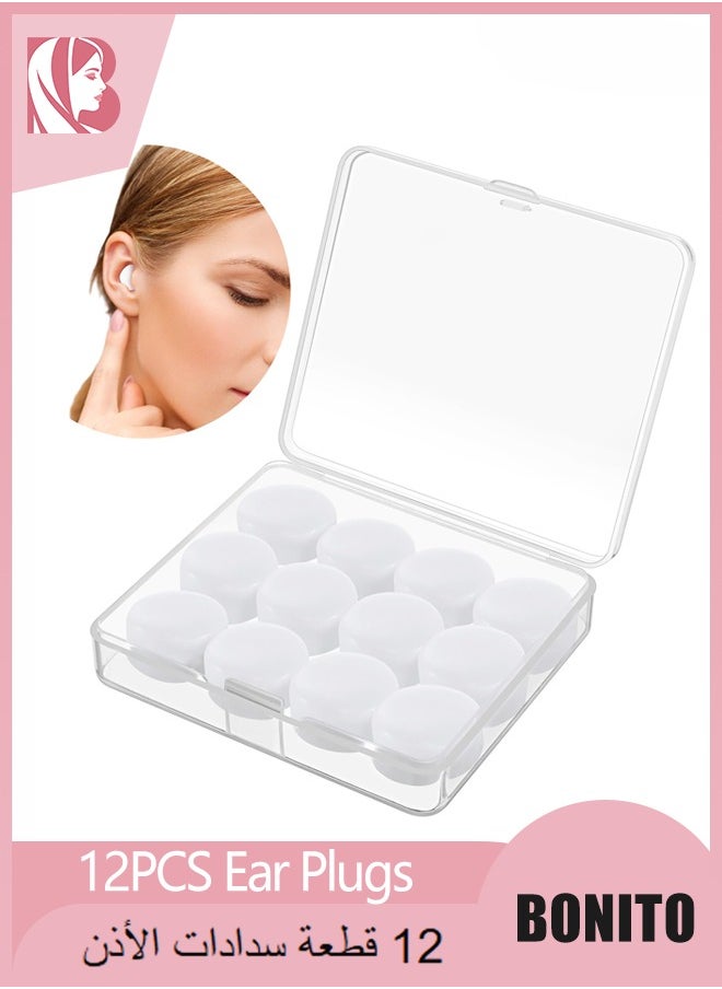 BONITO 6 Pairs Reusable Silicone Ear Plugs, Soft Moldable Noise Cancelling Waterproof Sound Blocking Earplugs for Sleeping, Snoring, Working, Swimming, Airplanes (White)  - Image 1