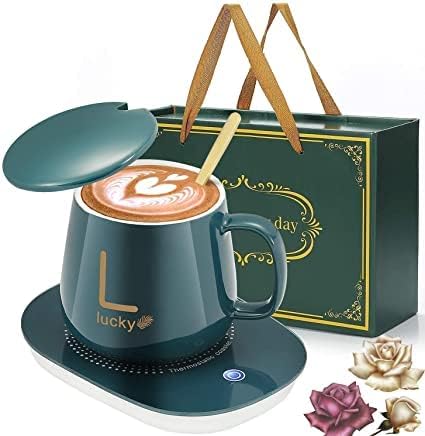 ConvertKitchen Ceramic USB Coffee Mug Heater Mug Set Coffee Warmer for Desk with Auto Shut Off for Milk Tea Cocoa Water Home and Office 400 ML Multicolor - Image 1