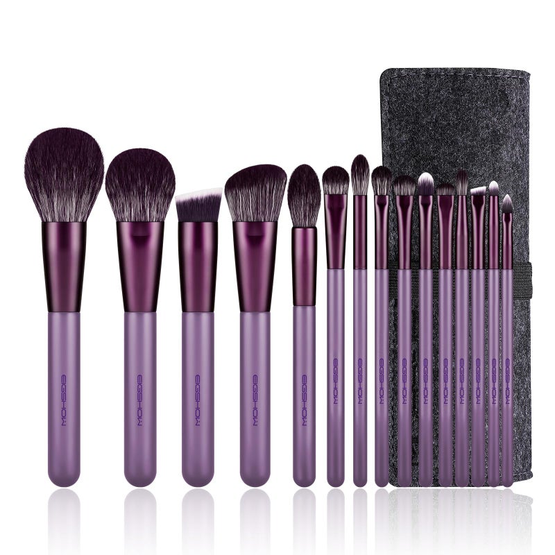 EIGSHOW Makeup Brush Set, EIGSHOW Professional Makeup Brushes Kit Foundation Powder Concealers Eye Shadows Makeup 15 Piece for Eye Face Liquid Cream Cosmetics Brushes Kit, Gift for Women, Travel Set(Purple) - Image 1
