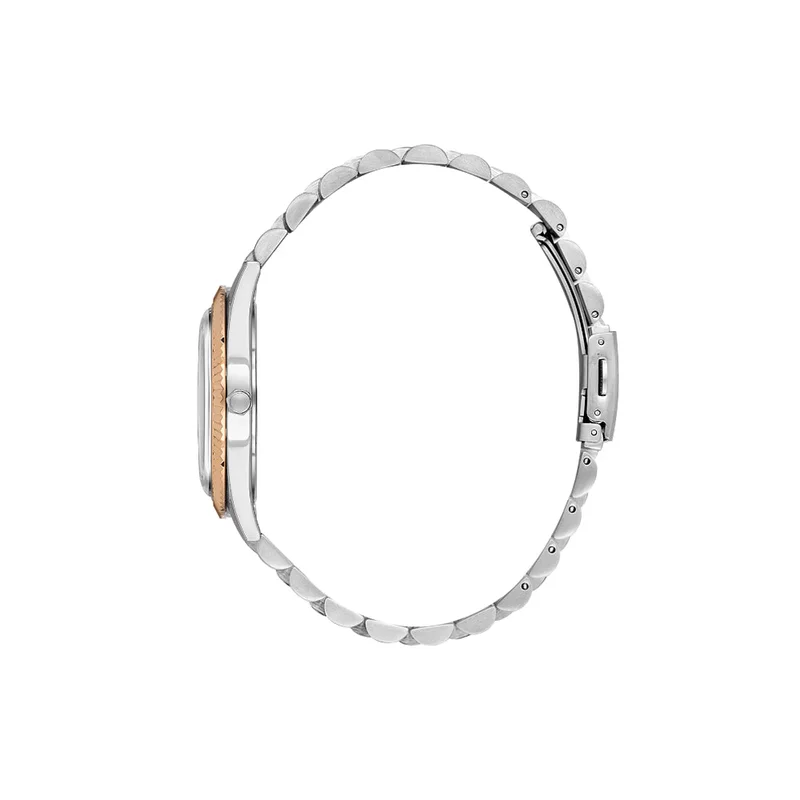 DANIEL KLEIN Men's Stainless Steel Silver and Rose Gold Alloy Case Analog Silver Round Sunray Dial Japanese Quartz Premium 50 Meters Water Resistant