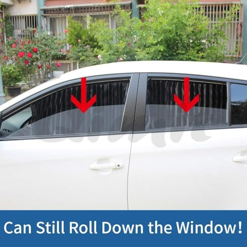 QIMIT Universal Fit Magnetic Car Side Window Privacy Sunshade, Removable Car Sun Shade Side Window Curtains, Magnet Pleated Curtains for Window (4PCS) (Silver) - Image 5