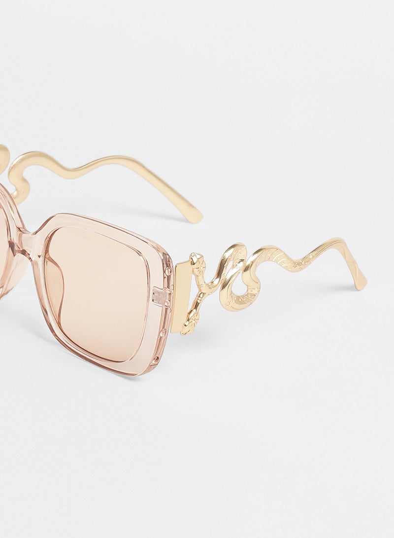 Haute Sauce Women's The Serpent Butterfly Sunglasses For Casual Wear | One-Size | California Gold Alloy Frame | Ash Brown Polarized Lens | Full Rim | Eyewear For Woman & Girls