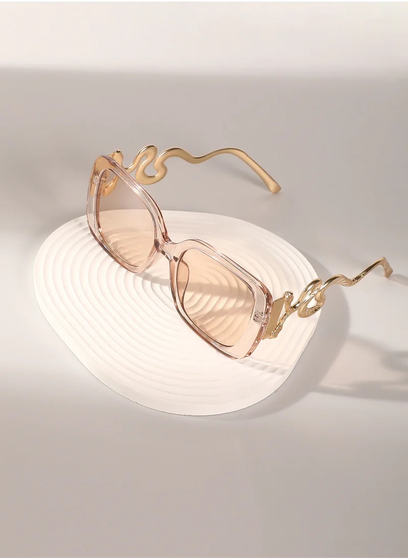صوص هاوت Haute Sauce Women's The Serpent Butterfly Sunglasses For Casual Wear | One-Size | California Gold Alloy Frame | Ash Brown Polarized Lens | Full Rim | Eyewear For Woman & Girls