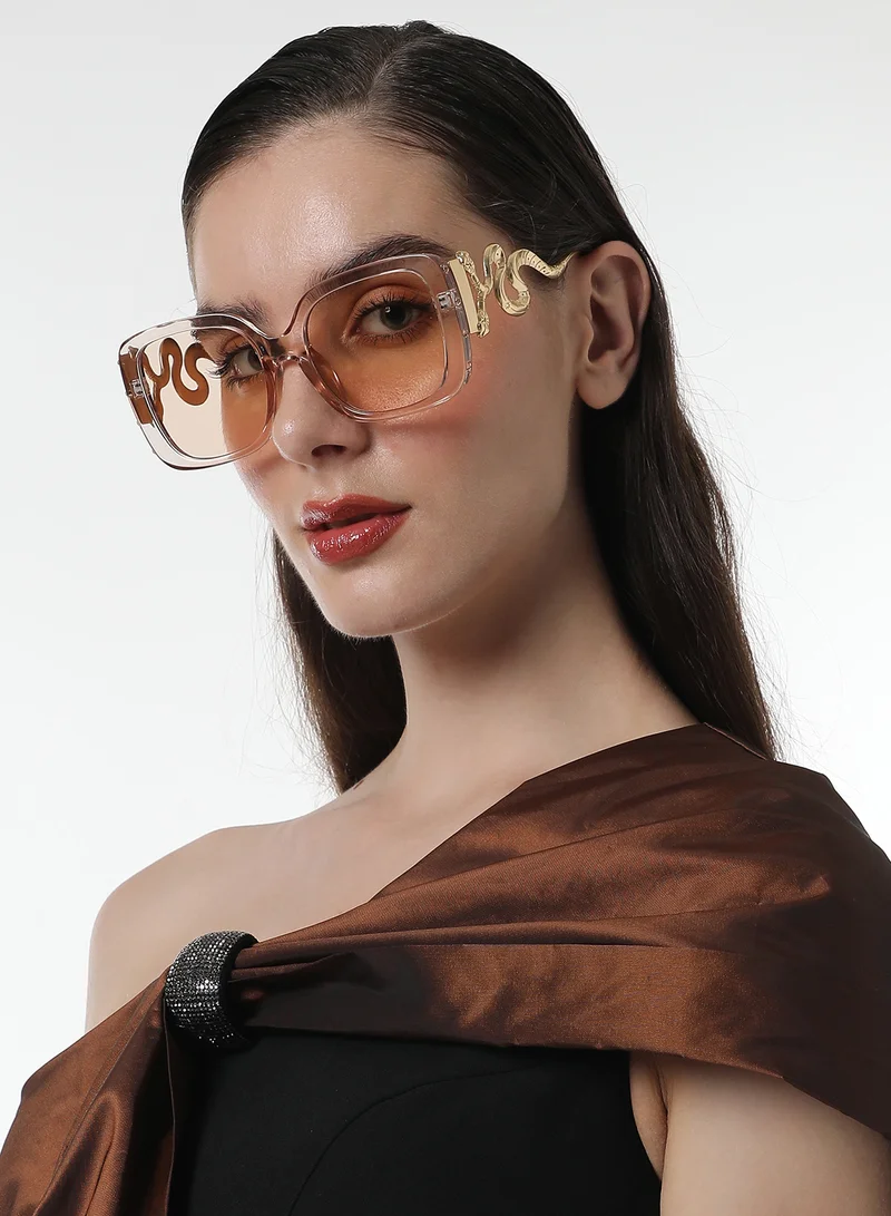 صوص هاوت Haute Sauce Women's The Serpent Butterfly Sunglasses For Casual Wear | One-Size | California Gold Alloy Frame | Ash Brown Polarized Lens | Full Rim | Eyewear For Woman & Girls
