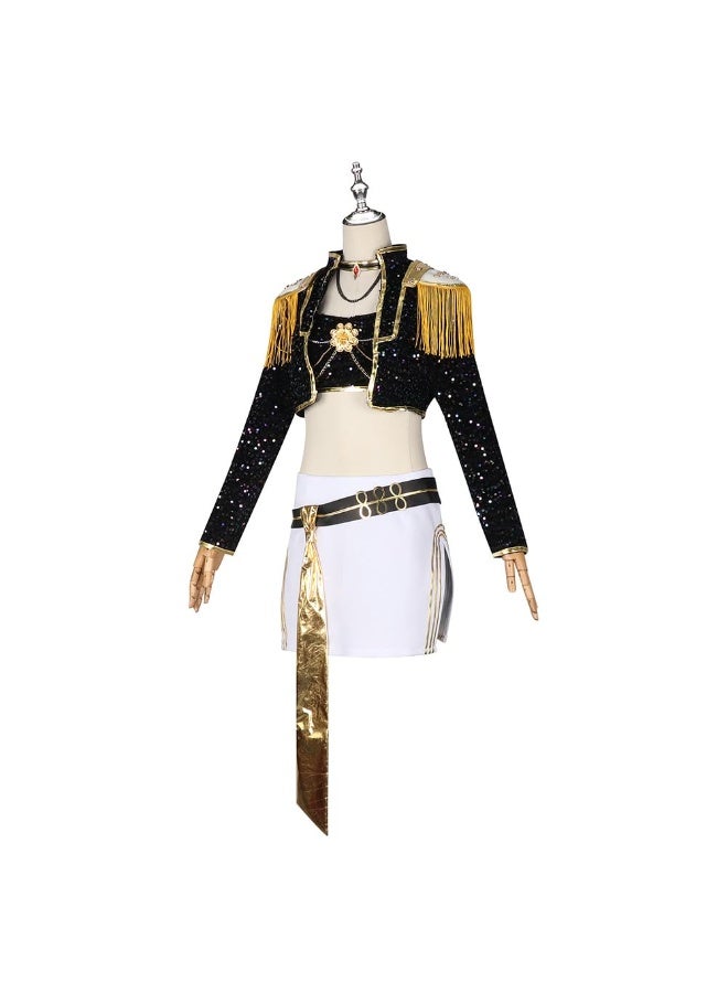 Y&D Women’s Black Sequins Performance Costume Deluxe Style Singers Dancers Cosplay Halloween Outfits - Image 3