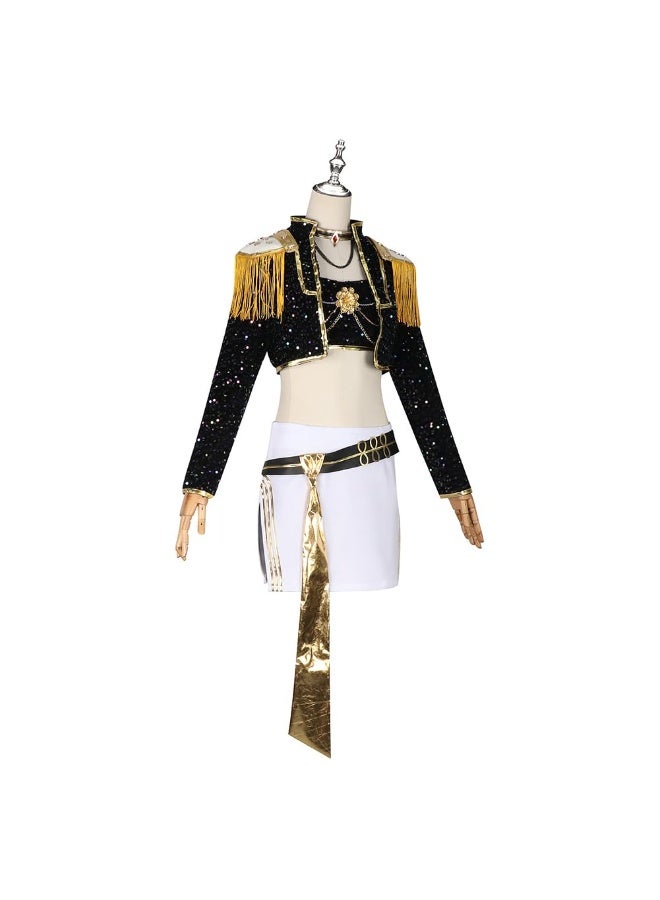 Y&D Women’s Black Sequins Performance Costume Deluxe Style Singers Dancers Cosplay Halloween Outfits - Image 4