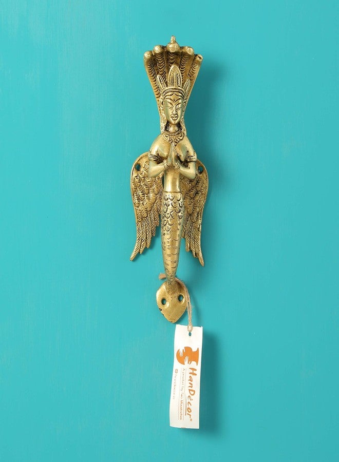 Two Moustaches 8.5 Inches Nagkanya Design Brass Door Handle, Snake Lady Door Handle, Handles for Main Door, Door Pulls, Standard Size, Antique Yellow, Pack of 1 - Image 4