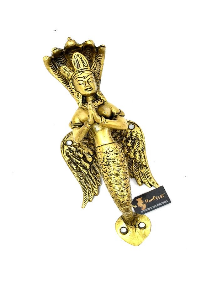Two Moustaches 8.5 Inches Nagkanya Design Brass Door Handle, Snake Lady Door Handle, Handles for Main Door, Door Pulls, Standard Size, Antique Yellow, Pack of 1 - Image 5