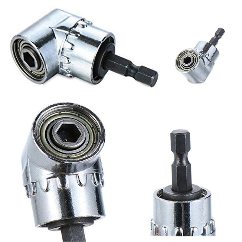 DIY Crafts 2 Pcs Drill Bit Socket Silver 105 Right Angle Screwdriver Bit Set Hex Drill Bit Socket Wrench Adapte2 Pcs Drill Bit Socket Silver - Image 1