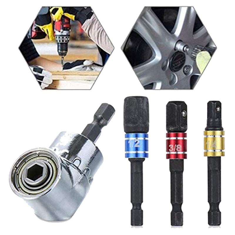 DIY Crafts 2 Pcs Drill Bit Socket Silver 105 Right Angle Screwdriver Bit Set Hex Drill Bit Socket Wrench Adapte2 Pcs Drill Bit Socket Silver - Image 5