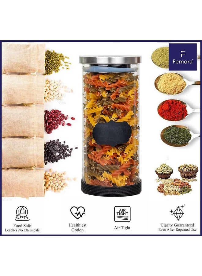 Femora Femora Borosilicate Glass Jar With Silicon Bottom & Air Tight Steel Lid|Glass Jars For Kitchen|Kitchen Storage Jars|1 Year Warranty|Jars for Gifting, Snacks, Spice, Cookies, Dry Food|900 ML| Set Of 2 - Image 3