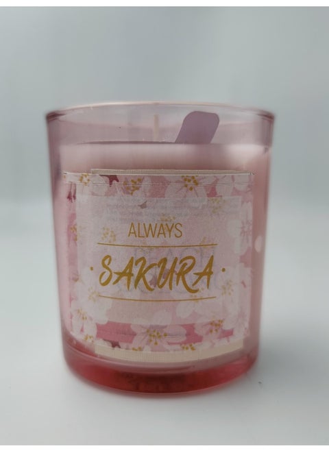 Surround yourself with the sweet and floral aroma of blooming sakura with this scented candle.