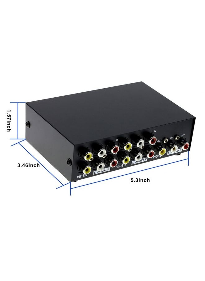 BURAQ - 4 Port Input 1 Output Audio Video AV RCA Switch Box - Image 1